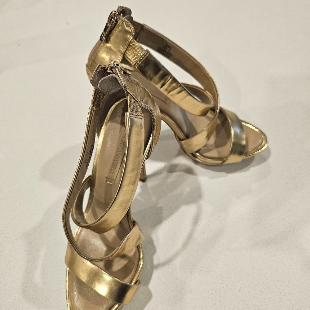 Bcbgmaxazria gold stilettos heels